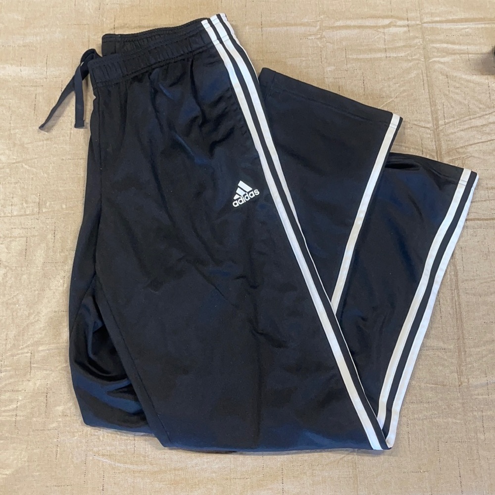 Adidas black wide leg sweats